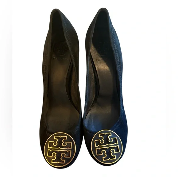 Tory Burch Black Heels with Gold Accent - Picture 2 of 15